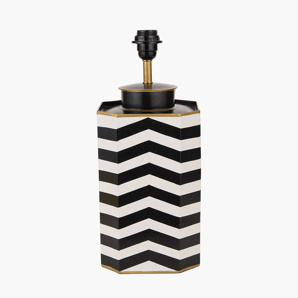 Oskar Black & White Chevron Hand Painted Metal Table Lamp - Base Only